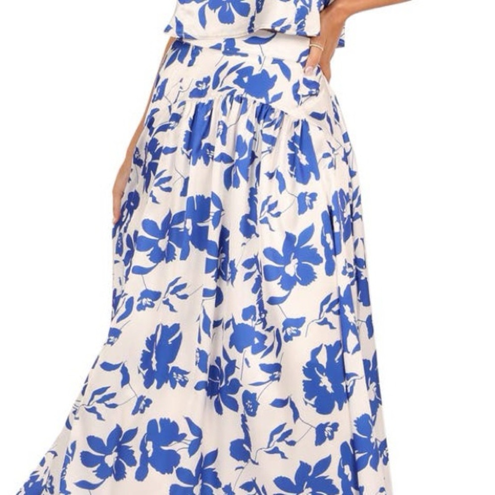 Blue Floral Maxi Skirt